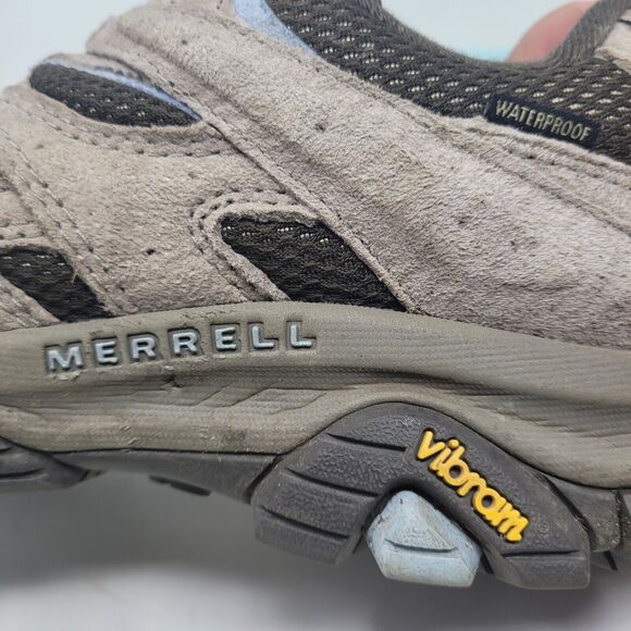 Merrell Moab 3 Waterproof Hiking Shoe Womens Sz 9 W J035856W Brindle Brown Blue - Picture 4 of 8